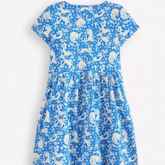 Mini Boden | Dresses | Mini Boden Blue White Kitten Meadow Heart Pocket Fun  Jersey Dress Size 78 | Poshmark